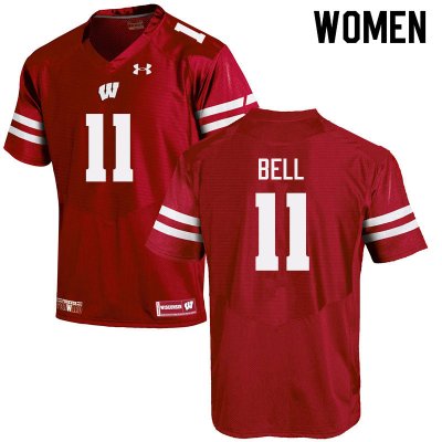 Women's Wisconsin Badgers NCAA #11 Skyler Bell Red Authentic Under Armour Stitched College Football Jersey CT31E46TF